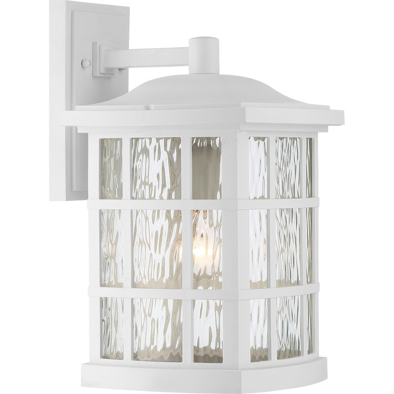 Quoizel SNN8409W One Light Outdoor Wall Lantern, White Lustre Finish - LightingWellCo