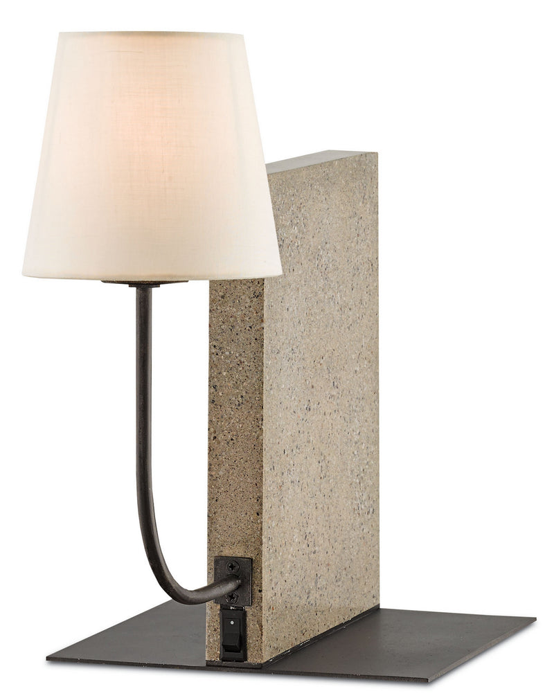 Currey and Company 6555 One Light Table Lamp, Polished Concrete/Aged Steel Finish-LightingWellCo