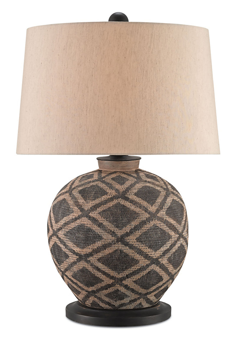 Currey and Company 6990 One Light Table Lamp, Black/Tan/Distressed Black Finish-LightingWellCo