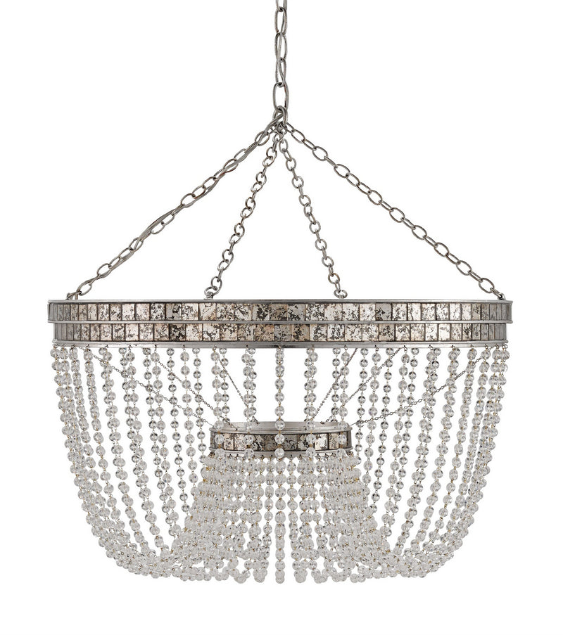 Currey and Company 9685 Eight Light Chandelier, Contemporary Silver Leaf/Distressed Silver Leaf Finish-LightingWellCo