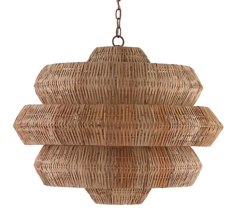 Currey and Company 9859 Nine Light Chandelier, Khaki/Natural Finish-LightingWellCo