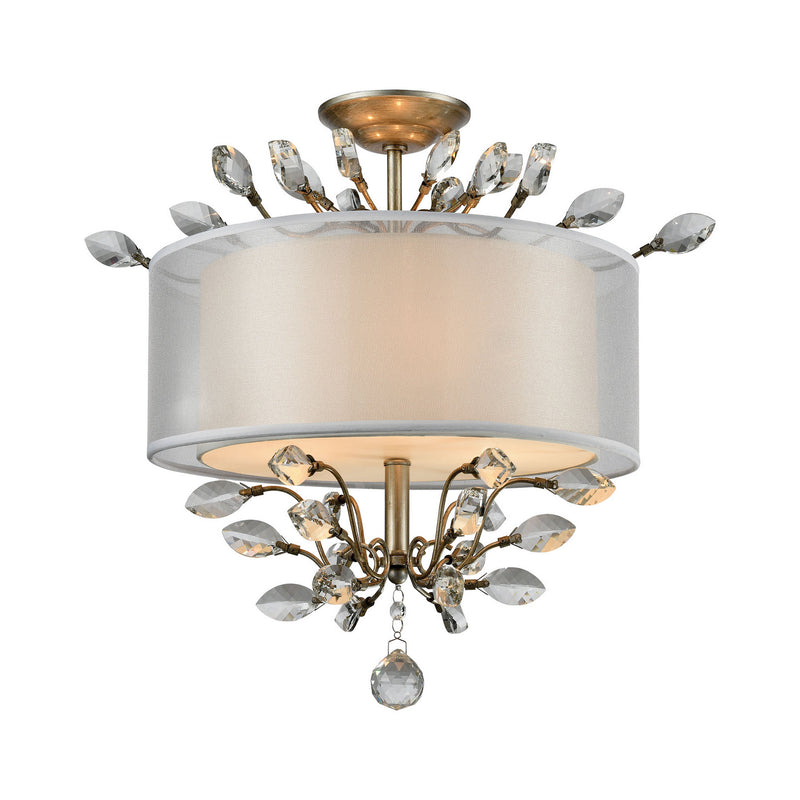 ELK Home 16281/3 Three Light Semi Flush Mount, Aged Silver Finish - At LightingWellCo