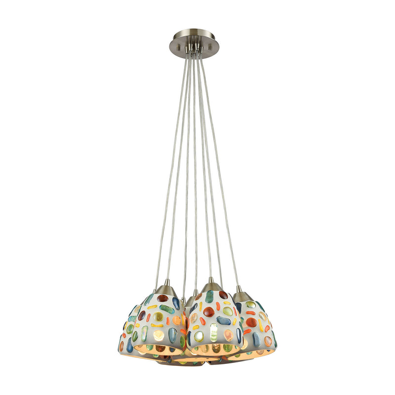 ELK Home 542-7SR Seven Light Pendant, Satin Nickel Finish-LightingWellCo