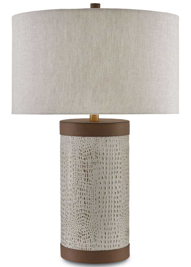 Currey and Company 6000-0038 One Light Table Lamp, Ivory/Brown/Brushed Brass Finish - LightingWellCo