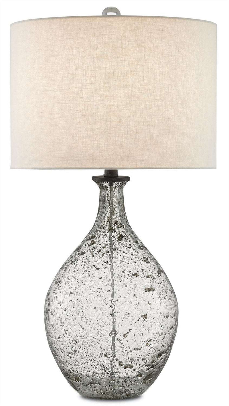 Currey and Company 6000-0048 One Light Table Lamp, Clear Speckled Glass/Steel Gray Finish - LightingWellCo