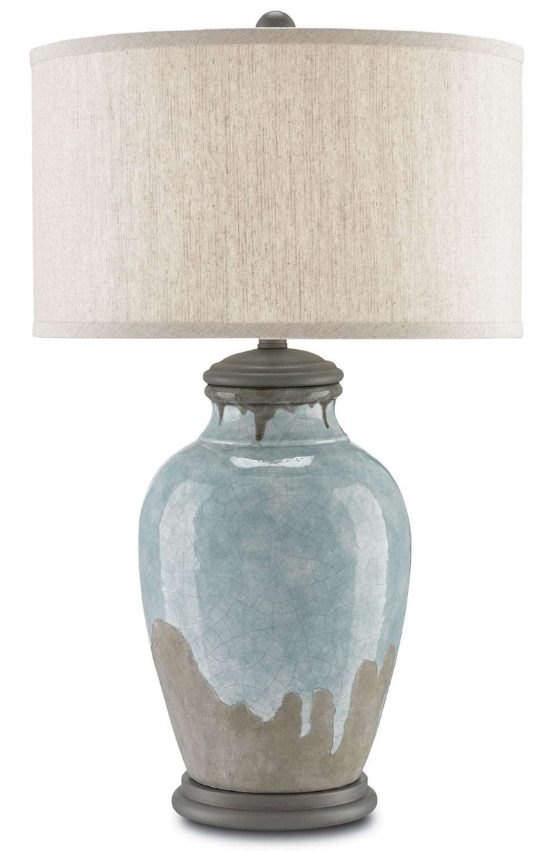 Currey and Company 6000-0057 One Light Table Lamp, Blue-Green/Gray/Hiroshi Gray Finish - LightingWellCo