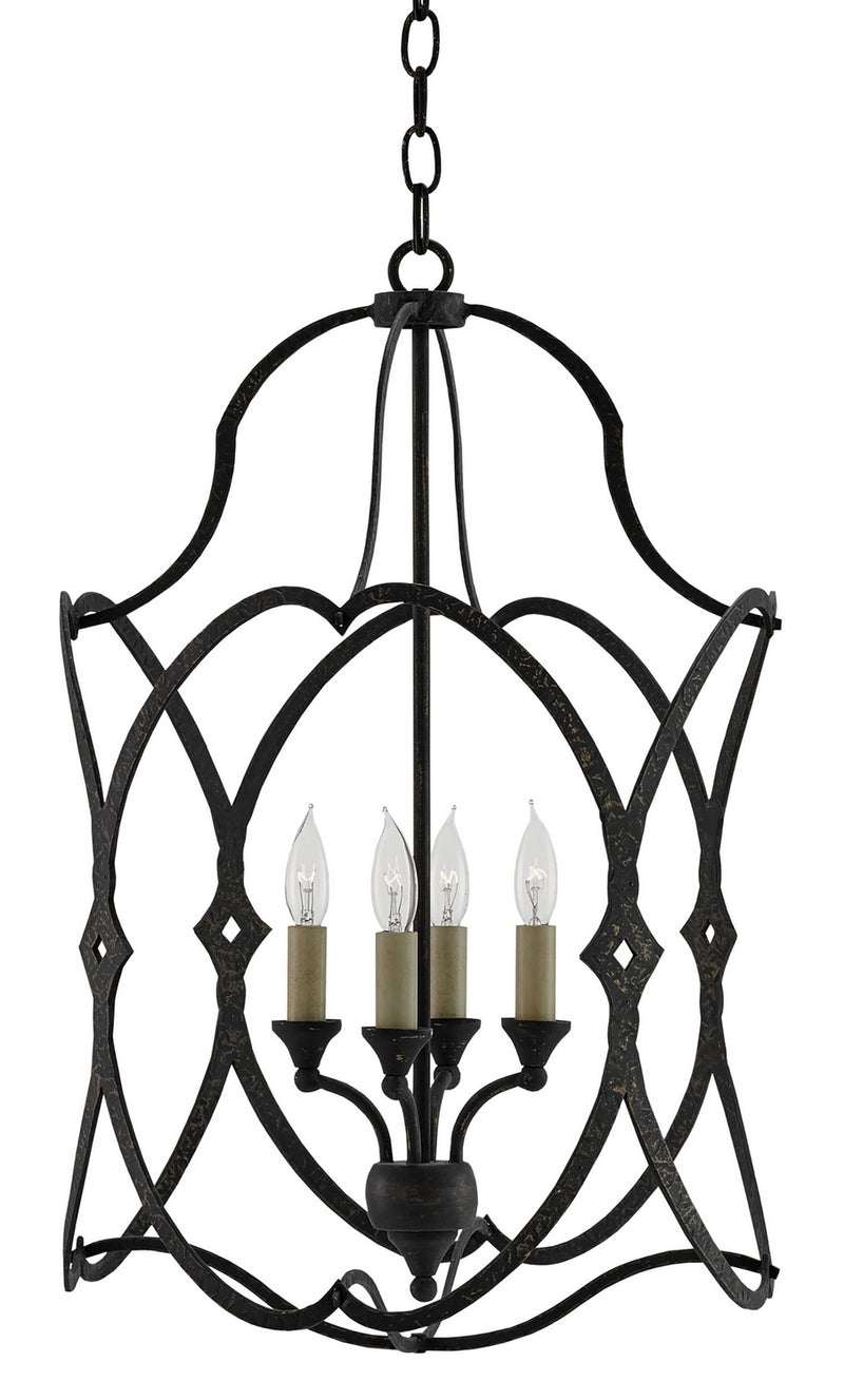 Currey and Company 9000-0024 Four Light Lantern, French Black Finish - LightingWellCo