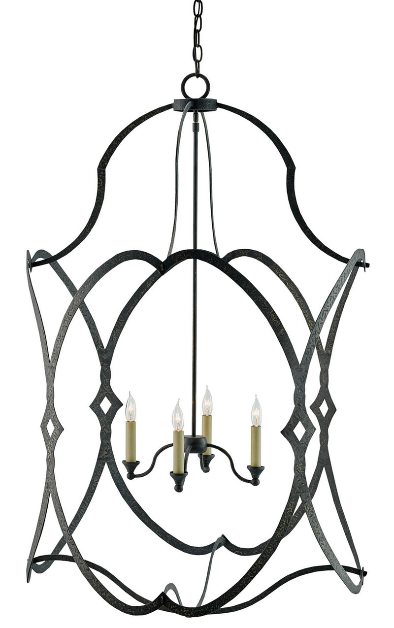 Currey and Company 9000-0025 Four Light Lantern, French Black Finish - LightingWellCo