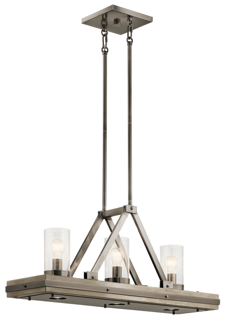 Kichler 43433CLP Three Light Linear Chandelier, Classic Pewter Finish - LightingWellCo