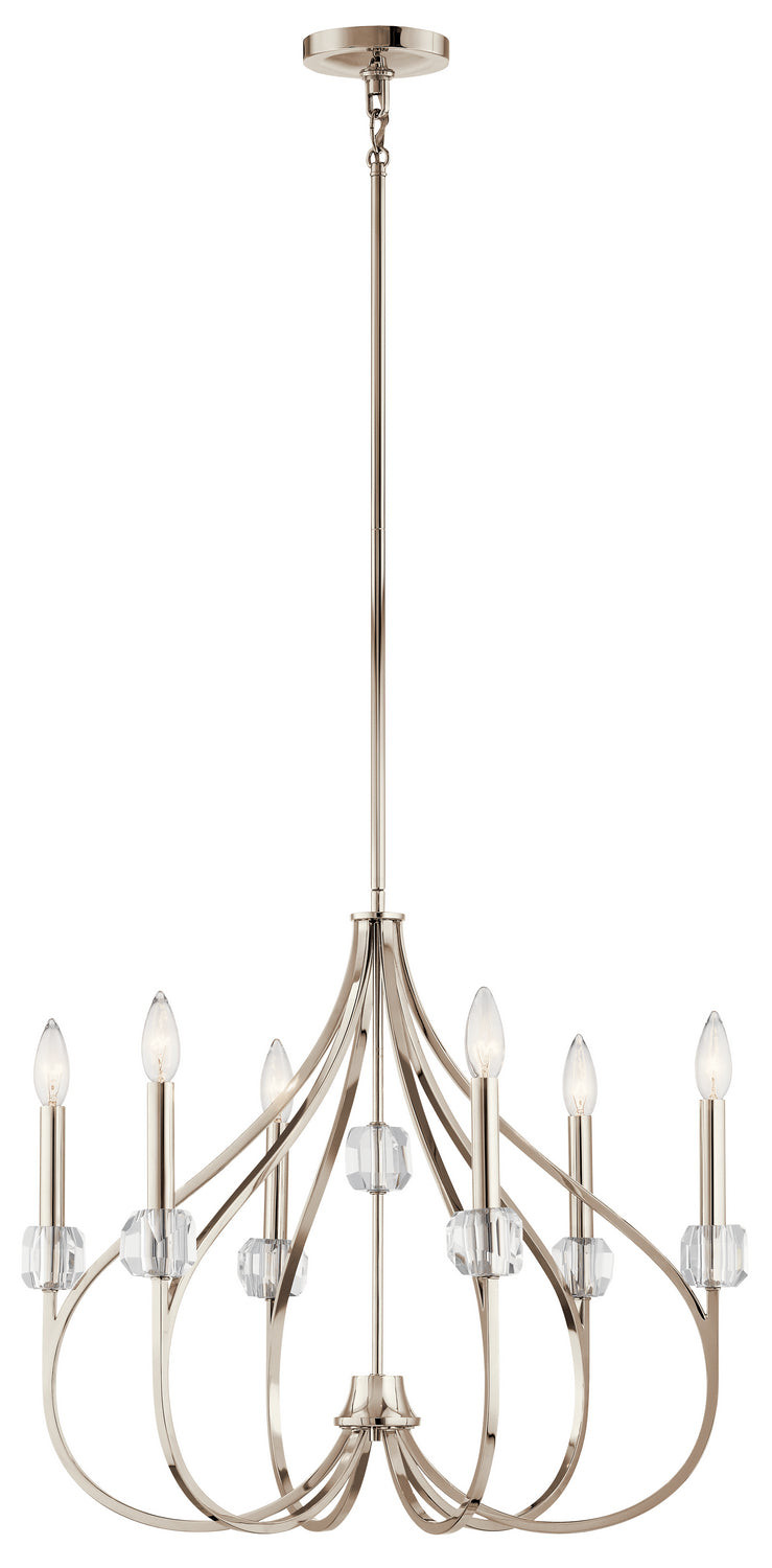 Kichler 43720PN Six Light Chandelier, Polished Nickel Finish - LightingWellCo