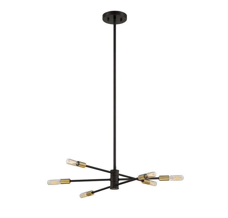 Savoy House 1-7000-6-77 Six Light Chandelier, Bronze w/ Brass Accents Finish LightingWellCo