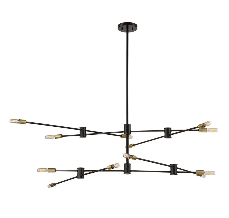 Savoy House 1-7001-12-77 12 Light Chandelier, Bronze w/ Brass Accents Finish LightingWellCo