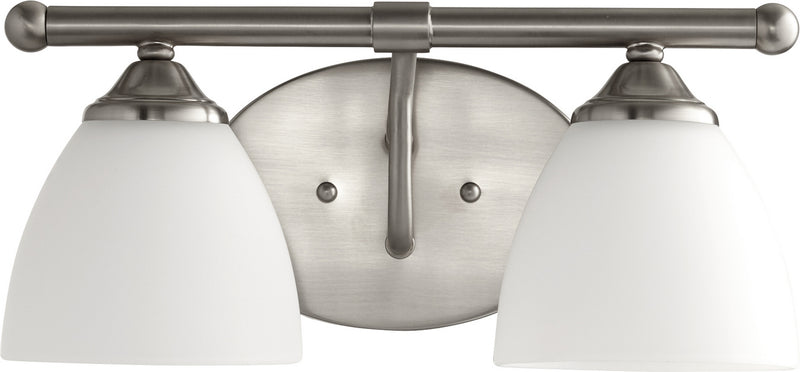 Quorum 5150-2-65 Two Light Vanity, Satin Nickel w/ Satin Opal Finish - LightingWellCo