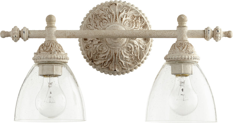 Quorum 5257-2-70 Two Light Vanity, Persian White w/ Clear/Seeded Finish - LightingWellCo