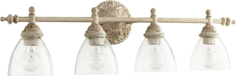 Quorum 5257-4-70 Four Light Vanity, Persian White w/ Clear/Seeded Finish - LightingWellCo