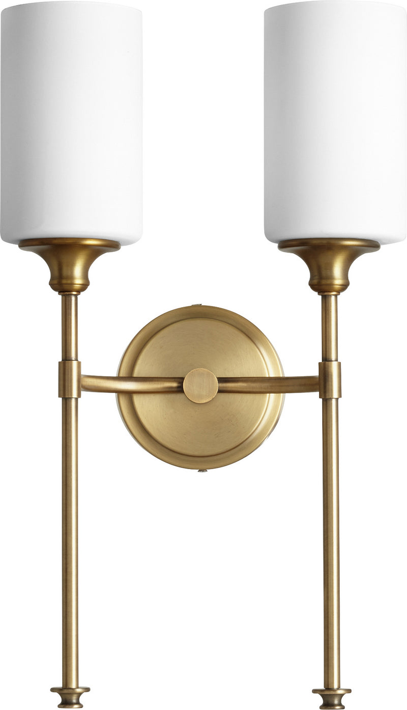 Quorum 5309-2-80 Two Light Wall Mount, Aged Brass Finish - LightingWellCo