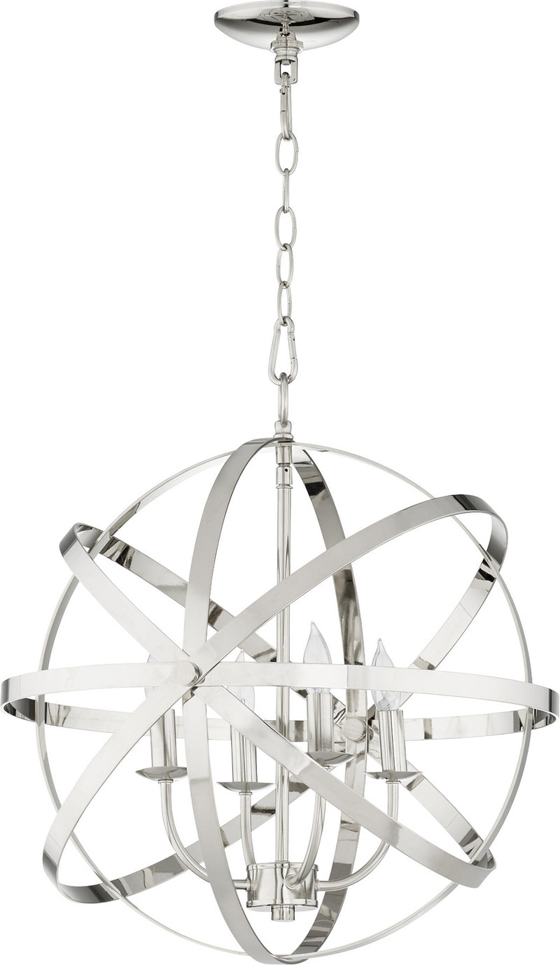 Quorum 6009-4-62 Four Light Chandelier, Polished Nickel Finish - LightingWellCo