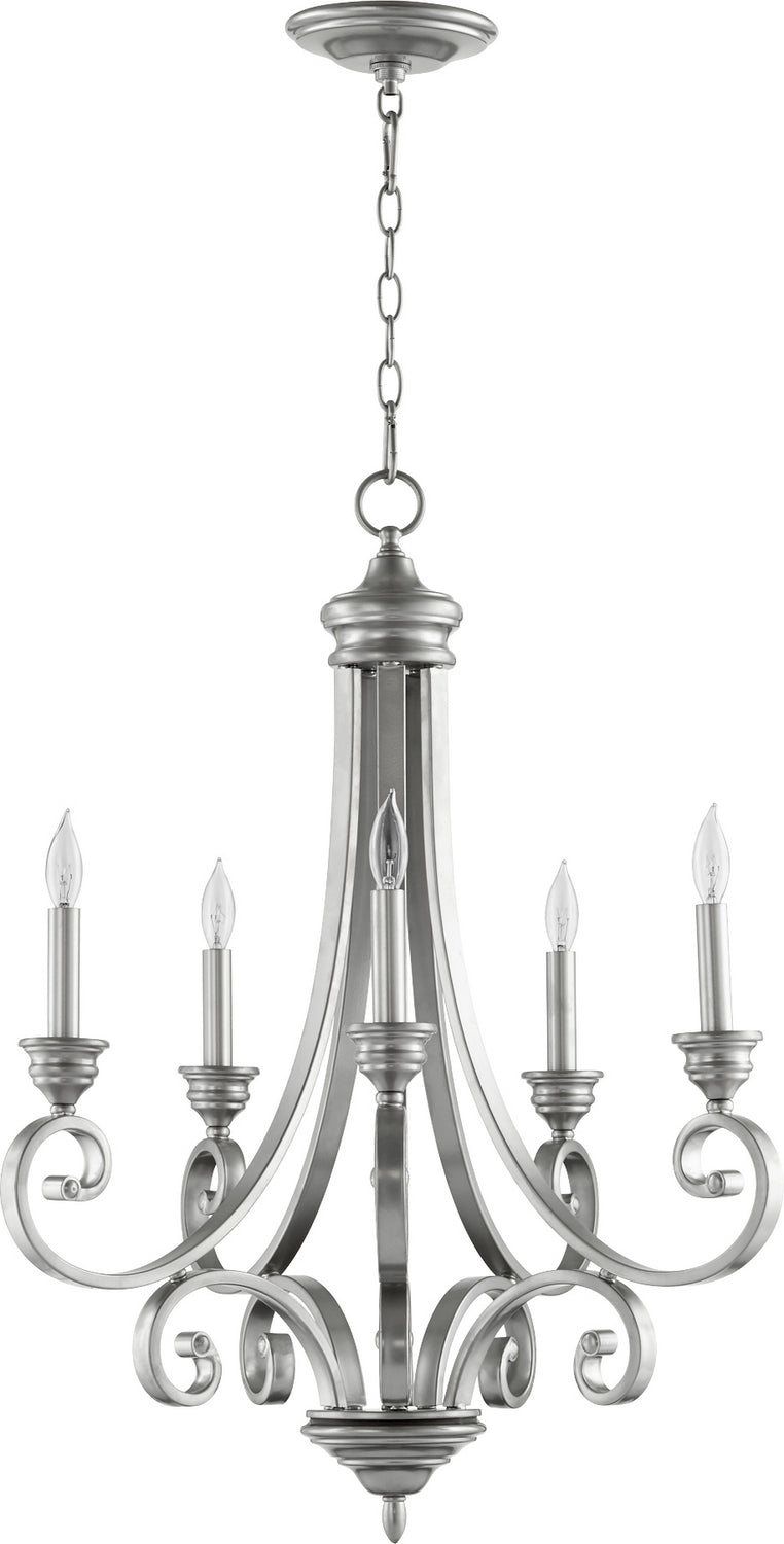 Quorum 6054-5-64 Five Light Chandelier, Classic Nickel Finish - LightingWellCo