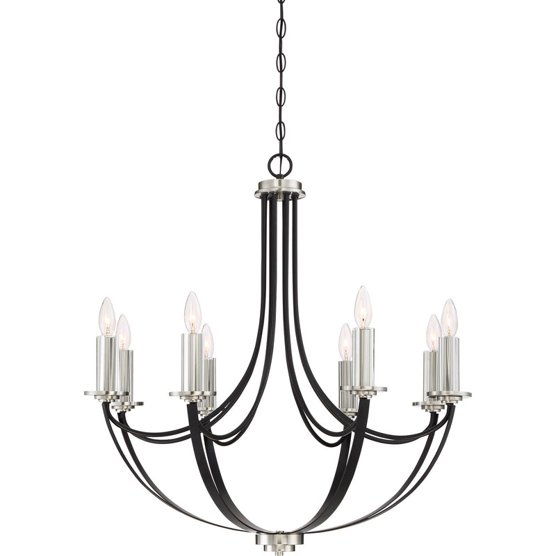 Quoizel ANA5008K Eight Light Chandelier, Mystic Black Finish - LightingWellCo