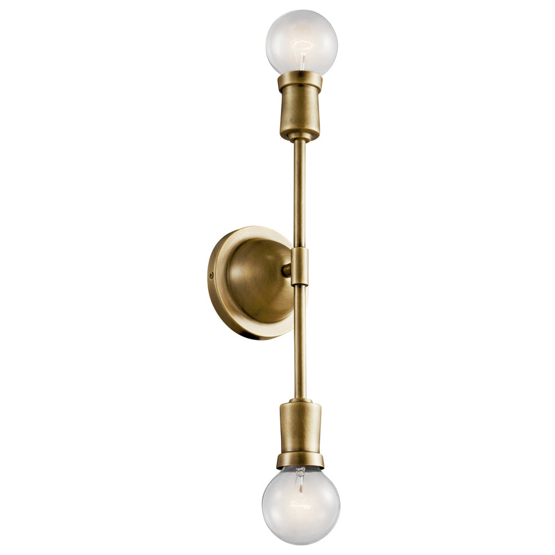 Kichler 43195NBR Two Light Wall Sconce, Natural Brass Finish - LightingWellCo