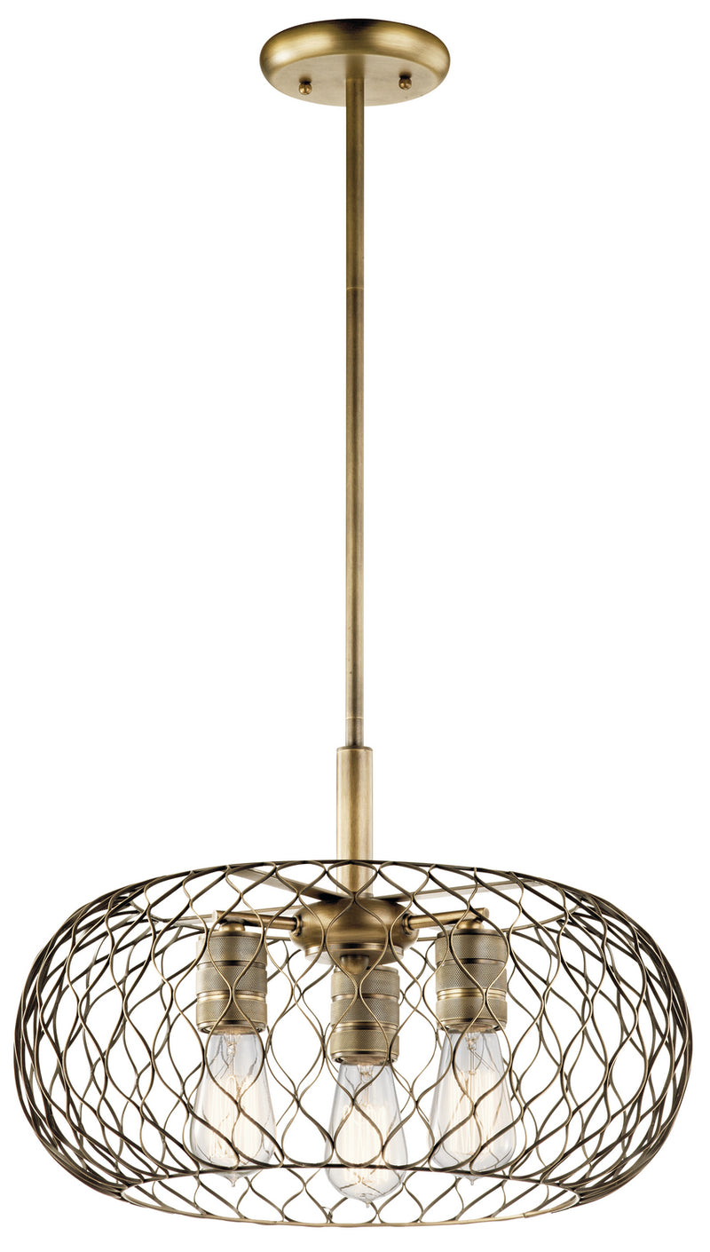 Kichler 43958NBR Three Light Pendant, Natural Brass Finish - LightingWellCo