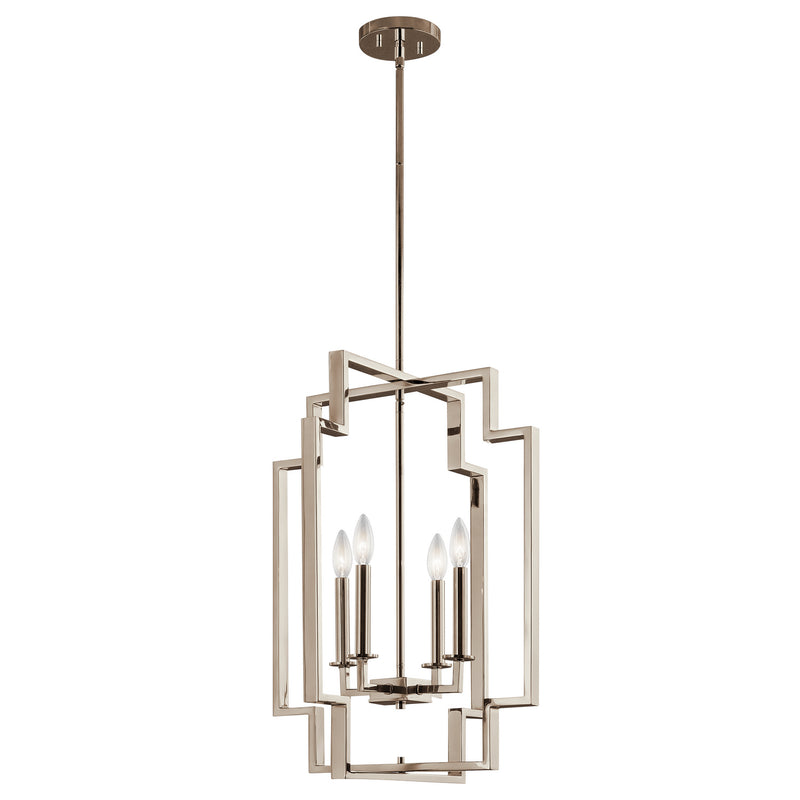 Kichler 43965PN Four Light Foyer Pendant, Polished Nickel Finish - LightingWellCo