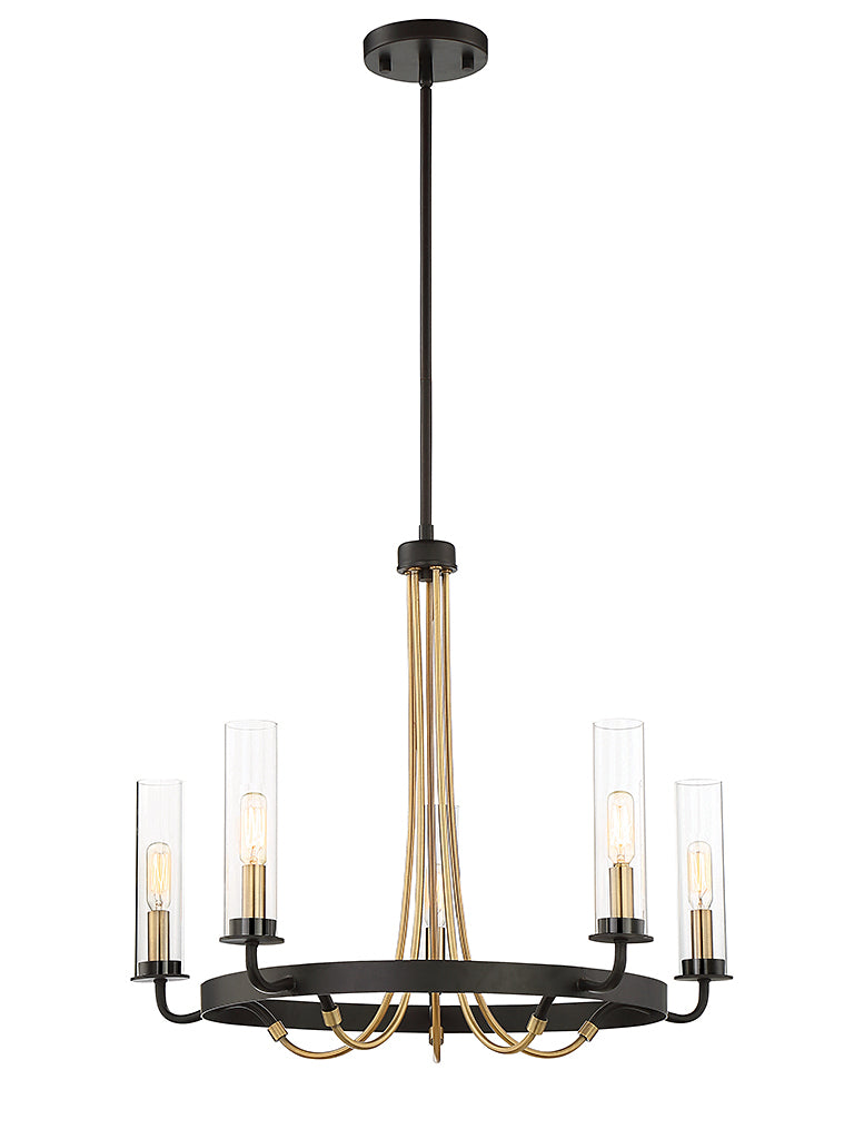 Savoy House 1-8071-5-51 Five Light Chandelier, Vintage Black w/ Warm Brass Finish LightingWellCo