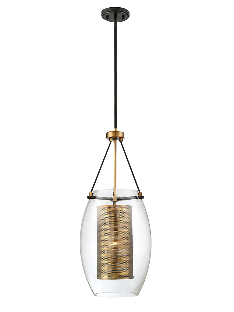 Savoy House Dunbar 7-9063-1-95 One Light Pendant, Warm Brass w/ Bronze Finish - LightingWellCo