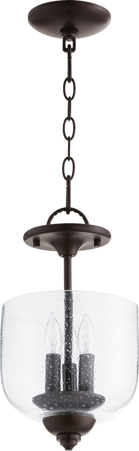 Quorum 2811-8-186 Three Light Dual Mount, Oiled Bronze w/ Clear/Seeded Finish - LightingWellCo