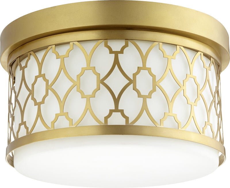 Quorum 344-12-80 Two Light Ceiling Mount, Aged Brass Finish - LightingWellCo