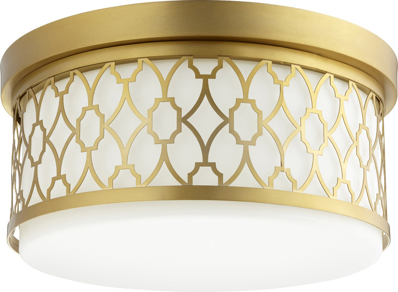 Quorum 344-14-80 Three Light Ceiling Mount, Aged Brass Finish - LightingWellCo