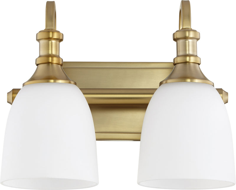 Quorum 5011-2-80 Two Light Vanity, Aged Brass Finish - LightingWellCo