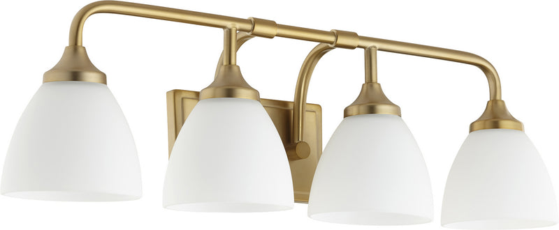 Quorum 5059-4-80 Four Light Vanity, Aged Brass Finish - LightingWellCo