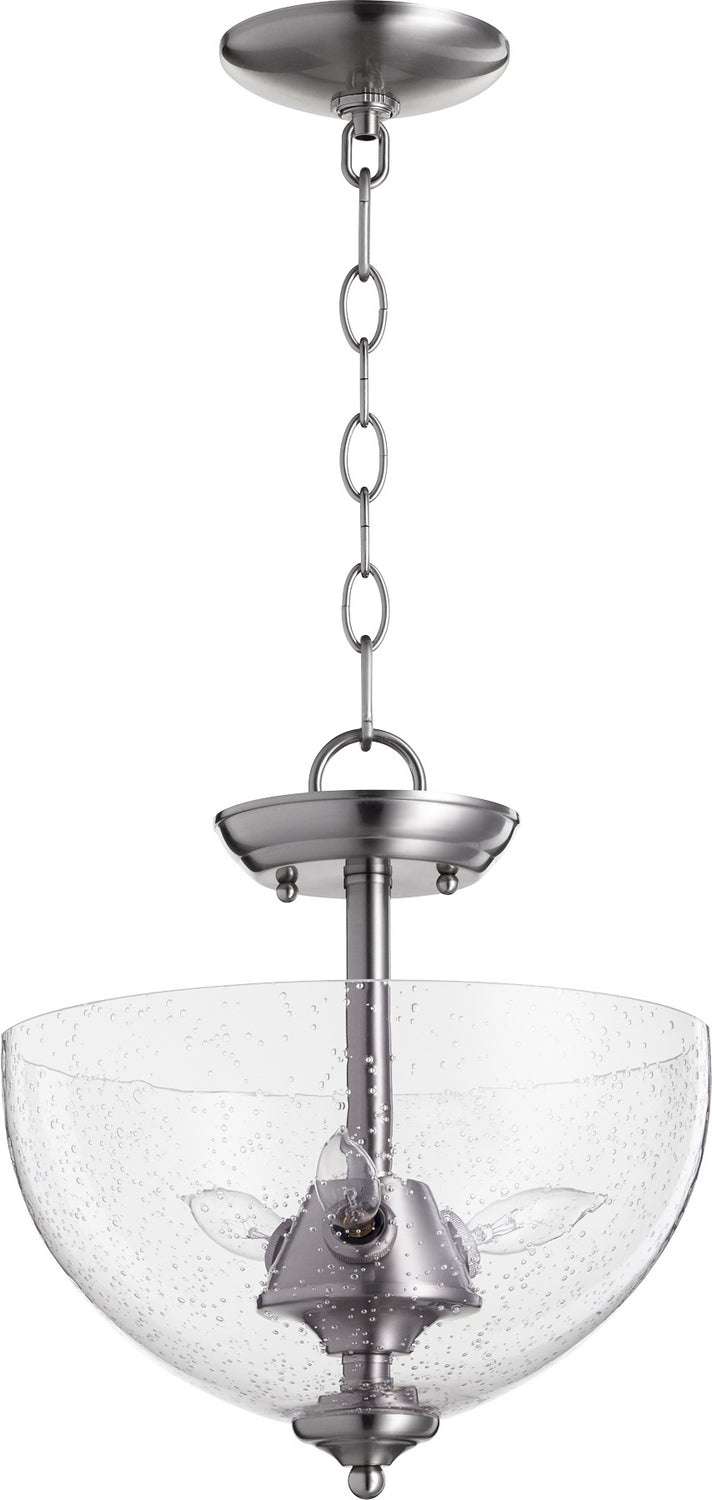 Quorum 2840-12-65 Three Light Dual Mount, Satin Nickel w/ Clear/Seeded Finish - LightingWellCo