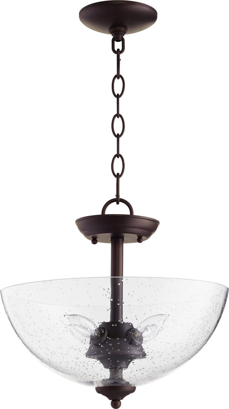 Quorum 2840-14-86 Four Light Dual Mount, Oiled Bronze w/ Clear/Seeded Finish - LightingWellCo