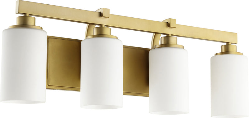 Quorum 5207-4-80 Four Light Vanity, Aged Brass Finish - LightingWellCo