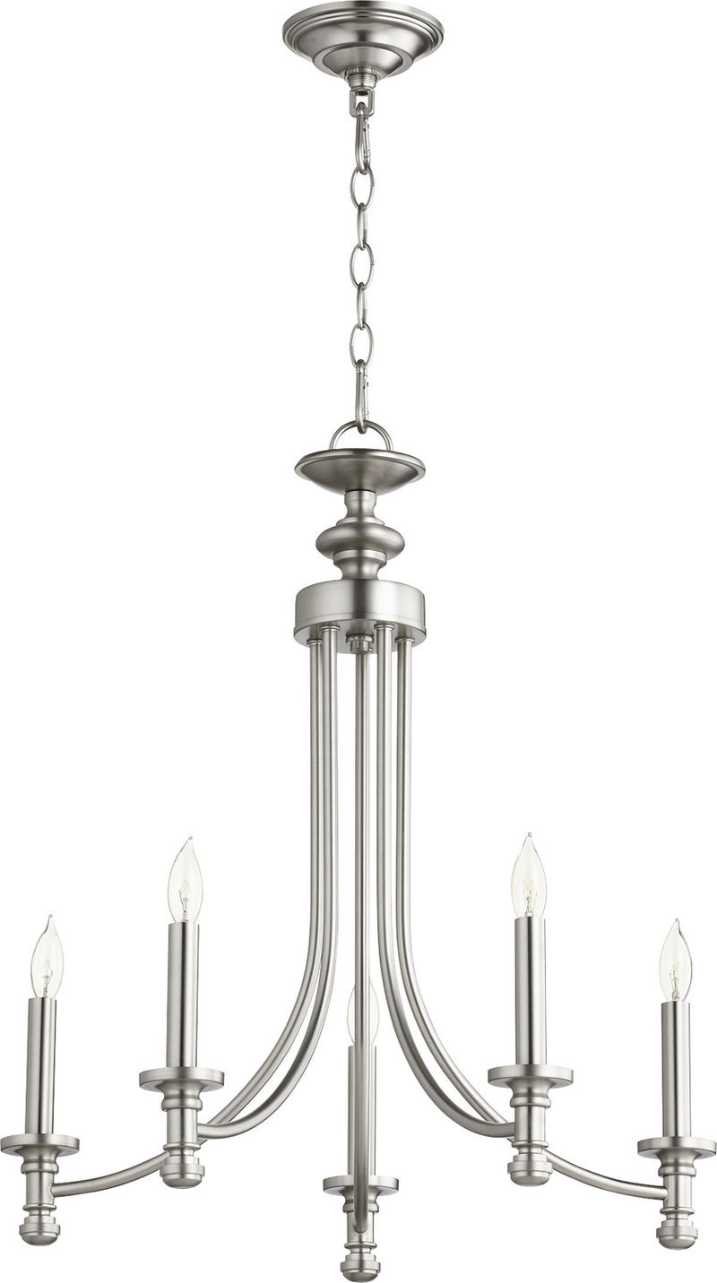 Quorum 6022-5-65 Five Light Chandelier, Satin Nickel Finish - LightingWellCo