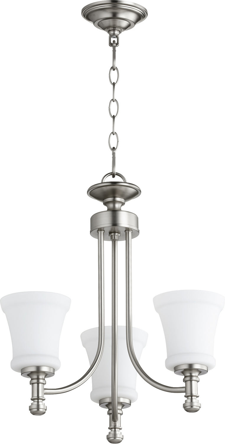 Quorum 6122-3-65 Three Light Chandelier, Satin Nickel Finish - LightingWellCo