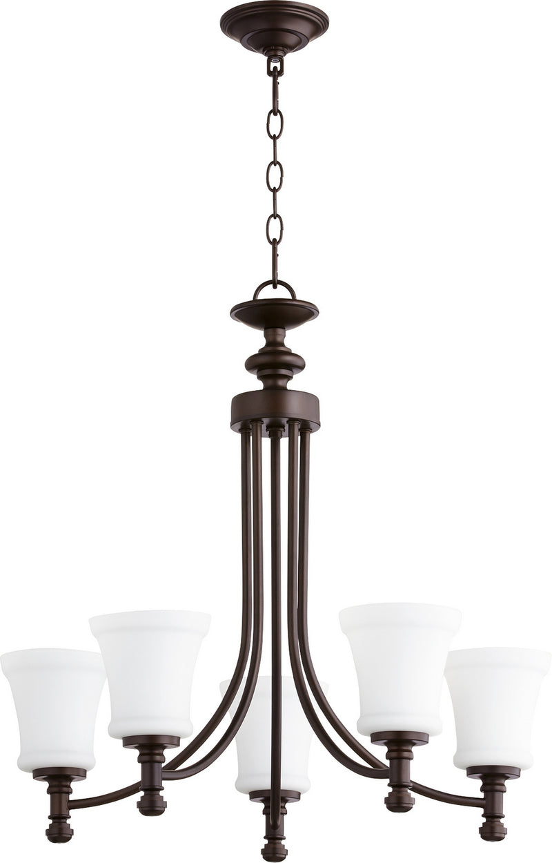 Quorum 6122-5-86 Five Light Chandelier, Oiled Bronze Finish - LightingWellCo