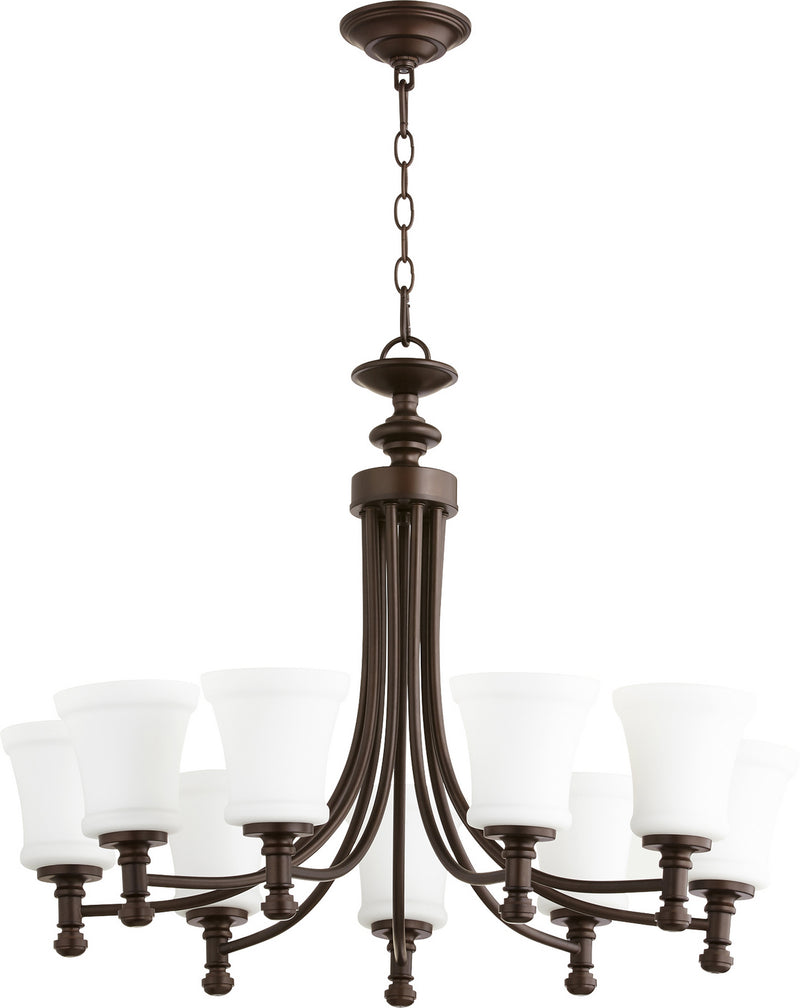 Quorum 6122-9-86 Nine Light Chandelier, Oiled Bronze Finish - LightingWellCo