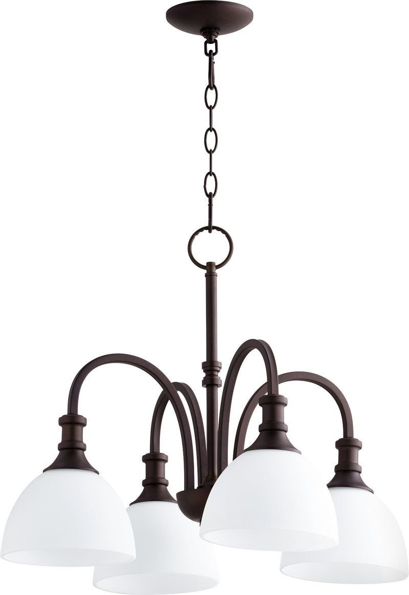 Quorum 6211-4-86 Four Light Chandelier, Oiled Bronze Finish - LightingWellCo