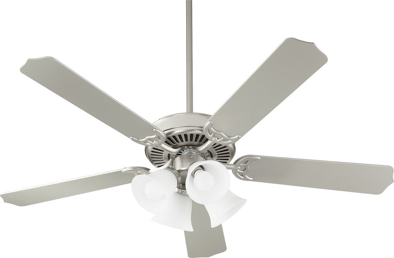 Quorum 7525-065 52``Ceiling Fan, Satin Nickel w/ Satin Opal Finish - LightingWellCo