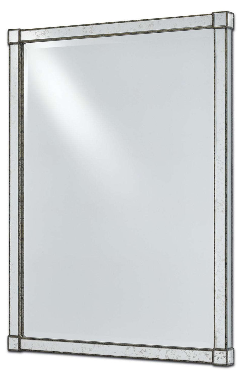 Currey and Company 1000-0008 Mirror, Painted Silver Viejo/Light Antique Mirror Finish - LightingWellCo