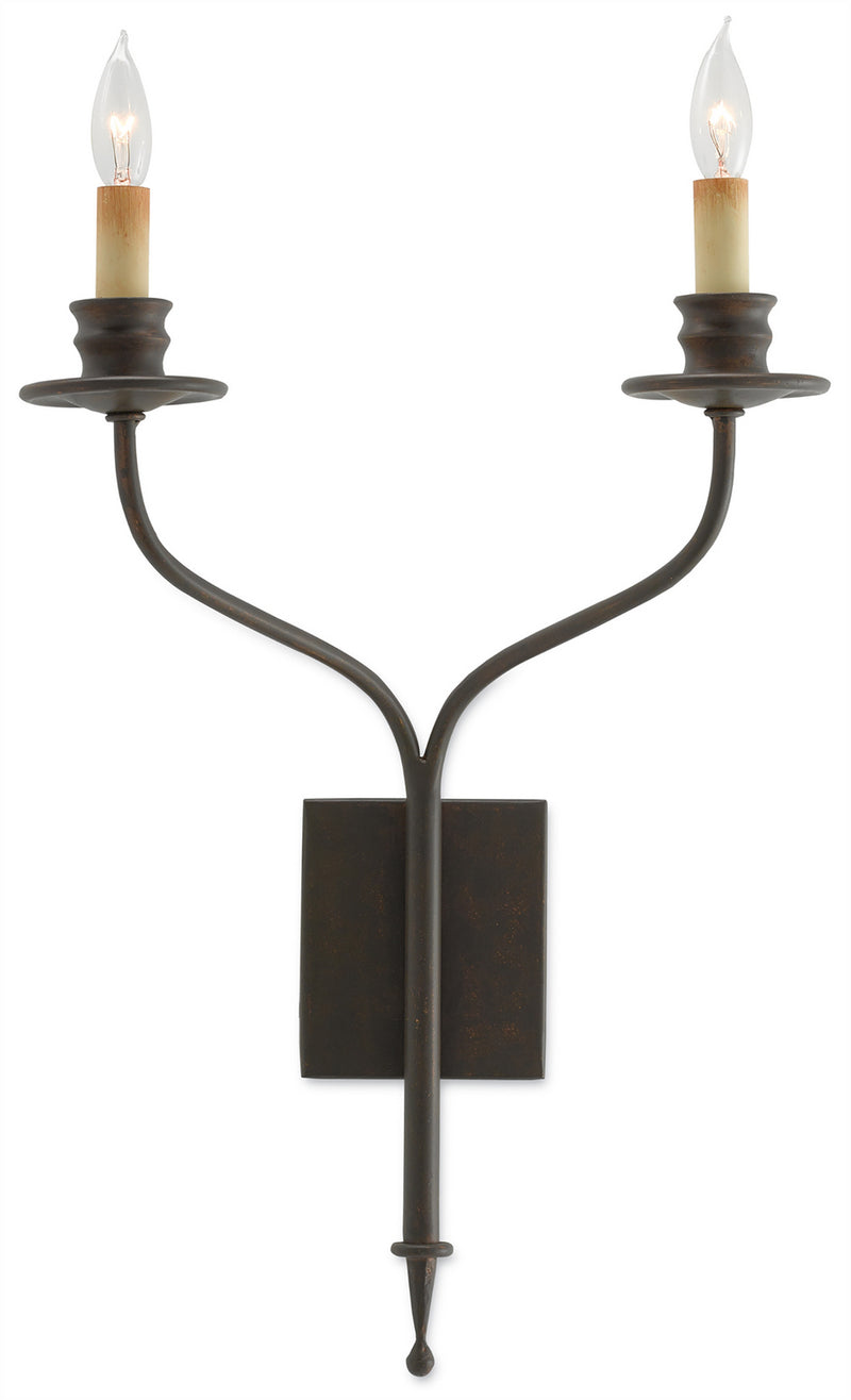 Currey and Company 5000-0038 Two Light Wall Sconce, Bronze Gold Finish - LightingWellCo