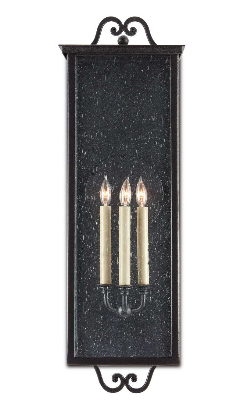 Currey and Company 5500-0007 Three Light Outdoor Wall Sconce, Midnight Finish - LightingWellCo