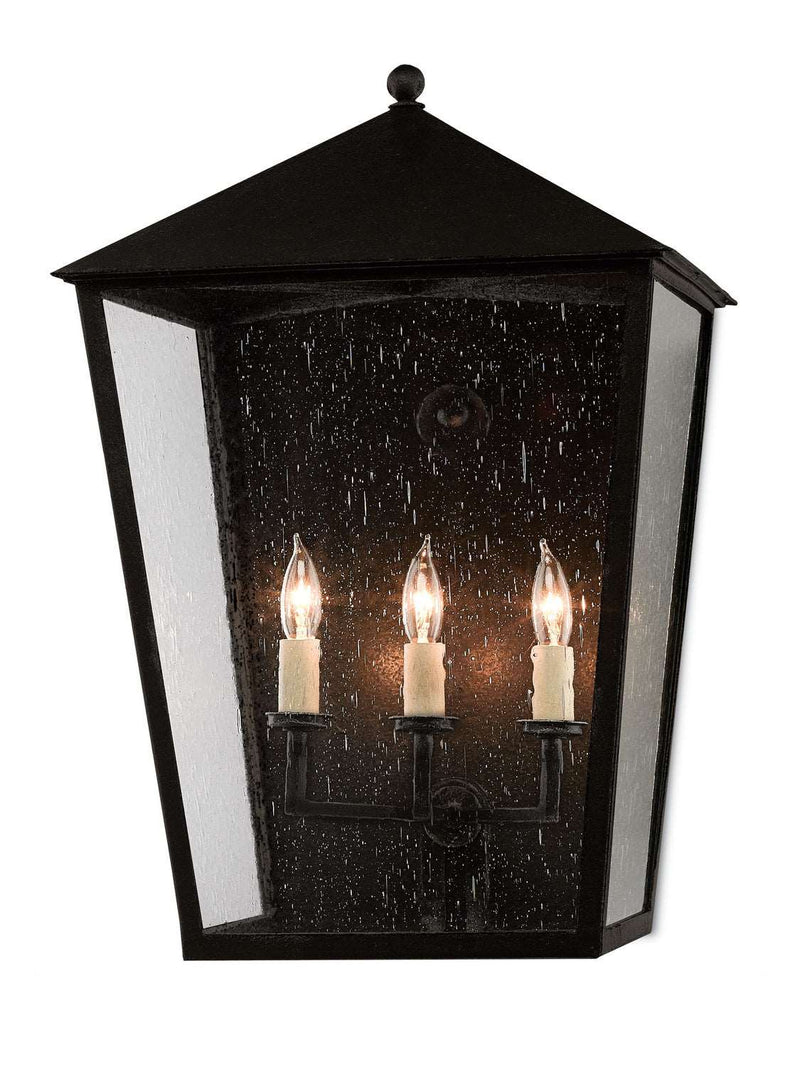 Currey and Company 5500-0010 Three Light Outdoor Wall Sconce, Midnight Finish - LightingWellCo