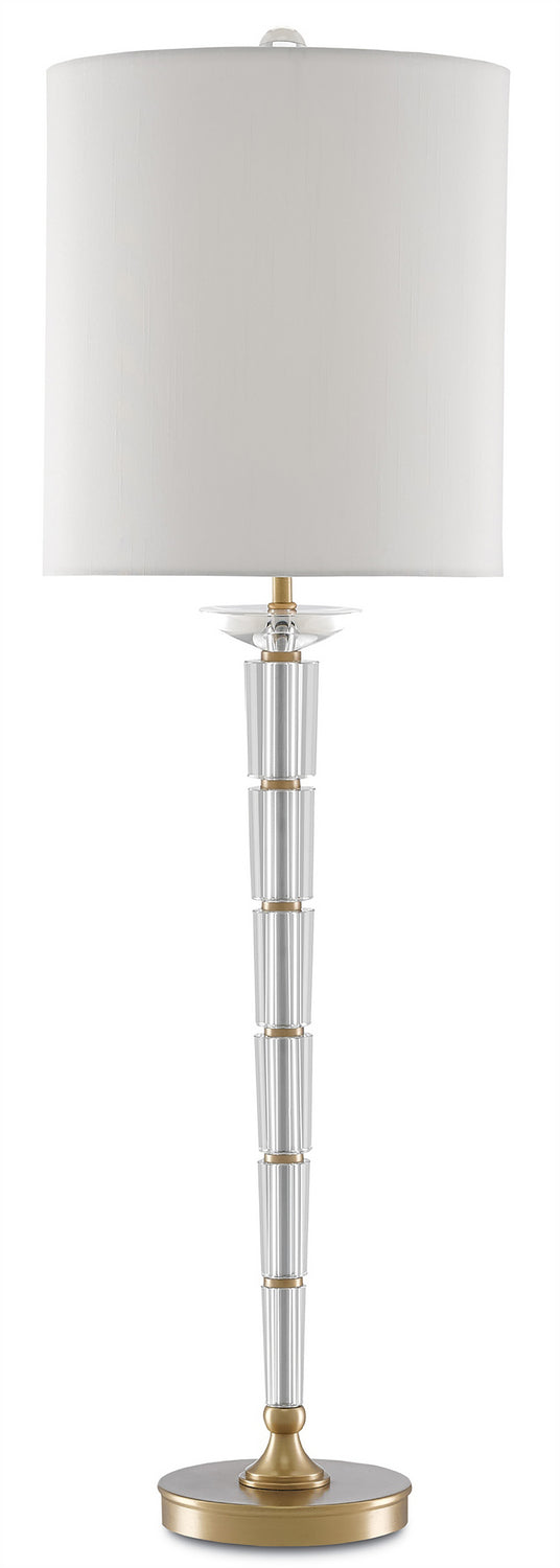 Currey and Company 6000-0119 One Light Table Lamp, Clear/Antique Brass Finish - LightingWellCo