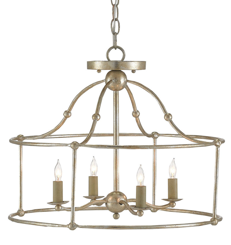 Currey and Company 9000-0052 Four Light Lantern, Silver Granello Finish - LightingWellCo