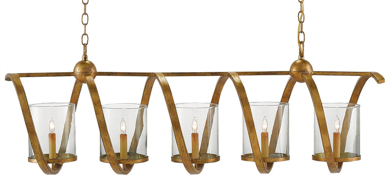 Currey and Company 9000-0054 Five Light Chandelier, Washed Gold Leaf Finish - LightingWellCo