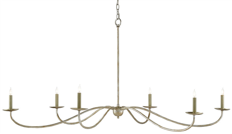 Currey and Company 9000-0055 Six Light Chandelier, Silver Granello Finish - LightingWellCo